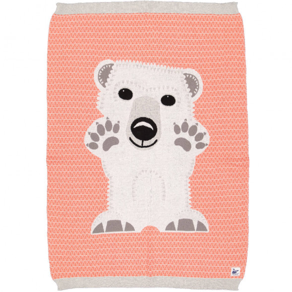 Couverture bébé en tricot coton bio "Mibo Ours Polaire" (75x105 cm)
