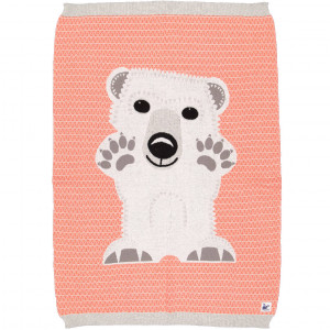Couverture bébé Tricot en coton bio "Mibo Ours Polaire" (75x105 cm) Coq en Pate