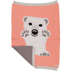 Couverture bébé Tricot en coton bio "Mibo Ours Polaire" (75x105 cm) Coq en Pate