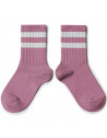 Chaussettes courtes enfant en coton à rayures Sport Nico "Rose Bonbon"