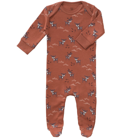 Pyjama avec pieds en coton bio "Cerf Marron Glacé"