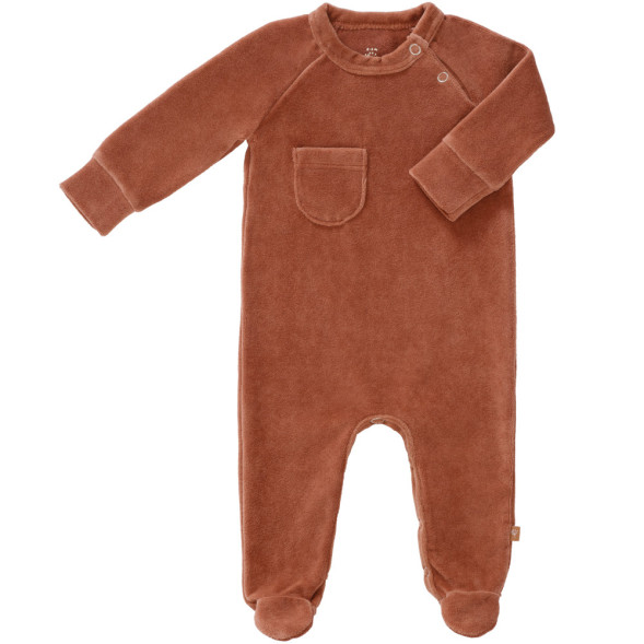 Pyjama bébé avec pieds en coton bio Velours "Copper" -outlet-