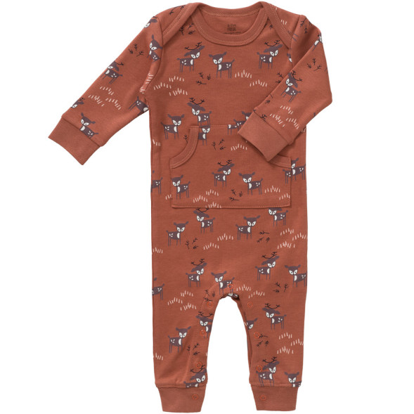 Pyjama bébé sans pieds en coton bio "Cerf Marron Glacé"