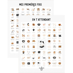 Pack Affiche "En t'attendant" + Affiche "Mes premières fois" Peau Claire avec tampon & encrier