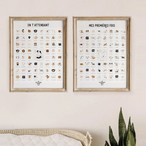 Pack Affiche "En t'attendant" + Affiche "Mes premières fois" Peau Claire avec tampon & encrier
