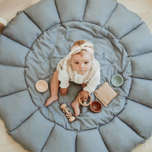 Tapis de jeu bébé en coton bio Bloom "Dusty Blue" Play & Go
