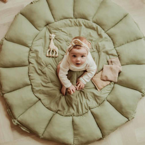 Tapis de jeu bébé en coton bio Bloom "Meadow Green" Play & Go