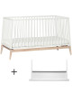Lit bébé évolutif 70x140 + Kit de conversion Luna en bois "Blanc"