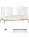 Lit bébé évolutif 70x140 + Kit de conversion Luna en bois "Blanc"