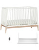 Lit bébé évolutif 60x120 + Kit de conversion Luna en bois "Blanc"