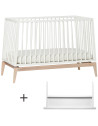Lit bébé évolutif 60x120 + Kit de conversion Luna en bois "Blanc"
