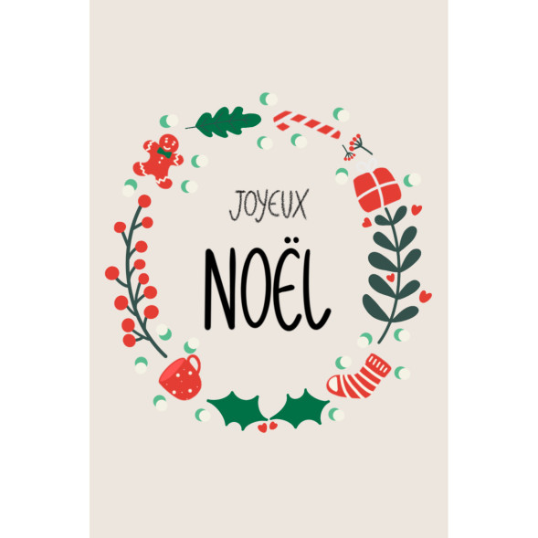 Carte Postale JOYEUX NOËL "Couronne de Noël"