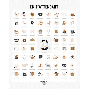 Affiche "En t'attendant" (40x50) avec tampon & encrier Les Petites Dates