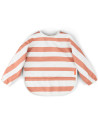 Bavoir manches longues imperméable (6-18 mois) "Rayures Corail"