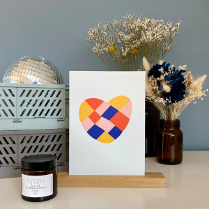 Carte Déco A5 "Coeur patchwork" Maison Mapa-chali