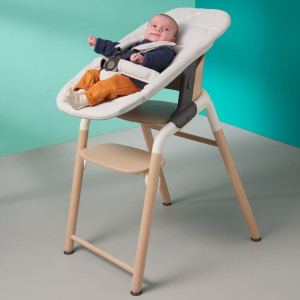 Chaise haute évolutive en bois et bioplastique Giraffe "Bois neutre/Blanc" Bugaboo