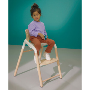 Chaise haute évolutive en bois et bioplastique Giraffe "Bois neutre/Blanc" Bugaboo