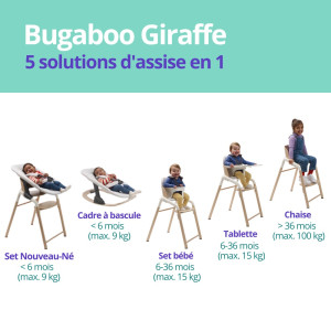 Chaise haute évolutive en bois et bioplastique Giraffe "Bois chaud/Gris" Bugaboo
