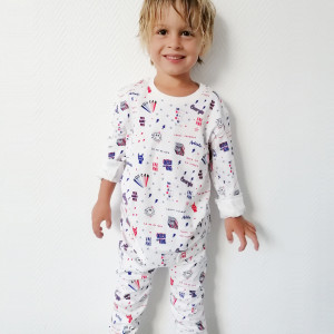 Pyjama bébé avec pieds en coton biologique "Bleu Blanc Rock" Changemacouche
