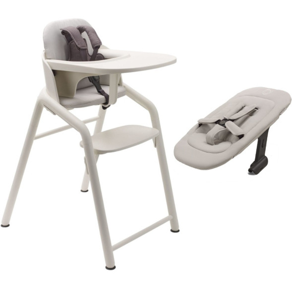 Chaise haute évolutive en bois Bugaboo Giraffe "Blanc" + Newborn Set + Baby Set + Coussins + Tablette