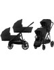  Poussette jumeaux Gazelle S2 + 2 nacelles "Moon Black"