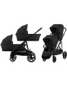  Poussette jumeaux Gazelle S2 + 2 nacelles "Moon Black"