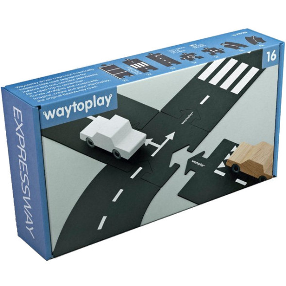 Circuit de voiture enfant flexible et extérieur  "Expressway" (16 pièces) Waytoplay