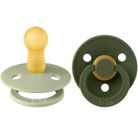 Tétines rondes en caoutchouc naturel (0-6 mois) "Vert Sauge/Kaki Foncé" (x2)