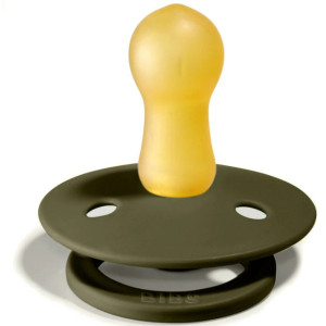 Tétines BIBS rondes en caoutchouc naturel (0-6 mois) "Vert Sauge/Kaki Foncé" (x2)