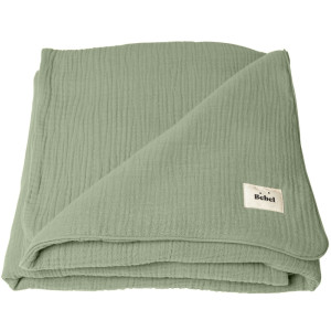 Couverture bébé  en double gaze de coton "Amande" (109x109 cm) Bebel
