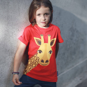 T-shirt bébé manches courtes en coton bio "Mibo Girafe" Coq en Pâte