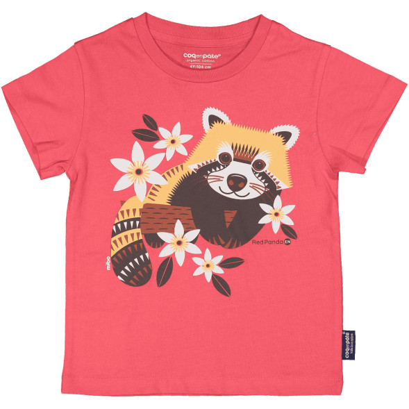 T-shirt manches courtes en coton bio "Mibo Panda Roux"