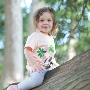 T-shirt bébé manches courtes en coton bio "Mibo Paresseux" Coq en Pâte