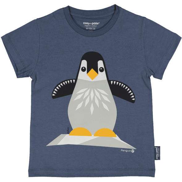 T-shirt manches courtes en coton bio "Mibo Pingouin"