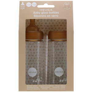 Biberon 240ml en verre "Naturel" Col Large (3-24 mois) Hevea