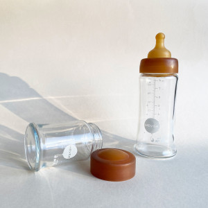 Biberon 240ml en verre "Naturel" Col Large (3-24 mois) Hevea