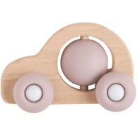 Voiture en bois et silicone "Vieux Rose" (6-24 mois) Baby's only