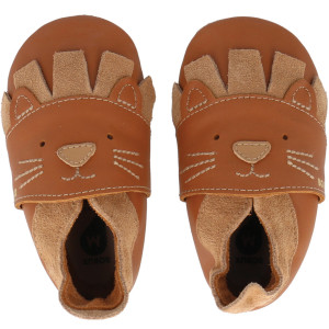 Chaussons bébé en cuir Soft Sole Bo-Buddies "Leo Ginger" Bobux