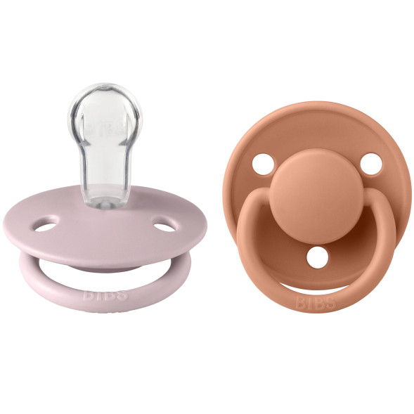 Tétines rondes en silicone DE LUX "Prune/Pêche" (x2) (0-3 ans)