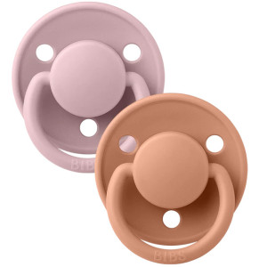 Tétines rondes en silicone DE LUX "Prune/Pêche" (x2) (0-3 ans) Bibs