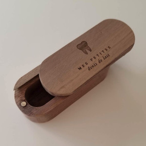 Boite en bois massif "Mes petites dents de lait" Zakuw