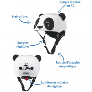 Casque velo bébé "Panda" avec lumière LED (46/50cm) Micro