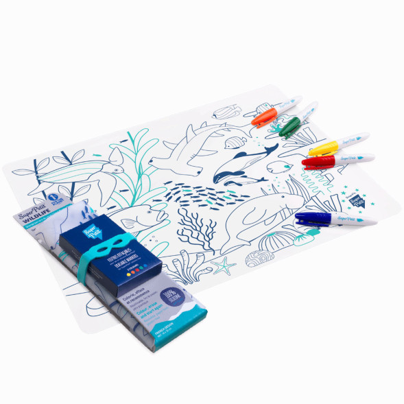 Set de table à colorier en silicone "Barrière de Corail" + Feutres