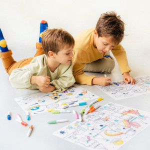Set de table enfant à colorier en silicone "Banquise" + Feutres Super Petit