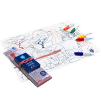 Set de table enfant à colorier en silicone "Savane Wildlife" + Feutres Super Petit