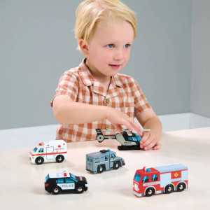 Set de véhicules en bois "Emergency" Tender Leaf Toys