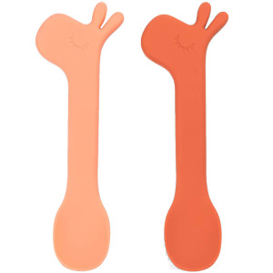 Cuillères bébé en silicone Lalee "Papaye"  (x2) Done by Deer