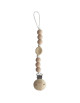 Attache tétine en perles de silicone avec clip en bois Leaf "Rose Pâle"