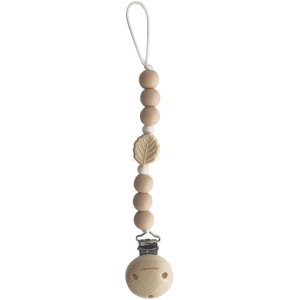 Attache tétine en perles de silicone avec clip en bois Leaf "Rose Pâle" Chewies & More