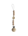 Attache tétine en perles de silicone avec clip en bois Leaf "Rose Pâle"
